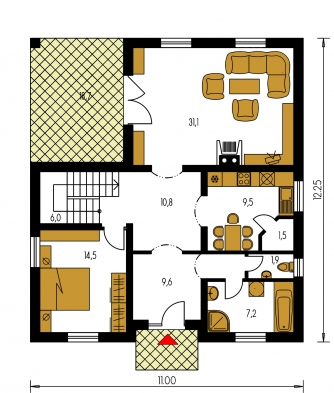 Mirror image | Floor plan of ground floor - BUNGALOW 78